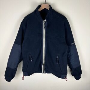 Vintage Abercrombie & Fitch Reversible‎ Fleece Jacket Navy Size Large 25.5x27.5